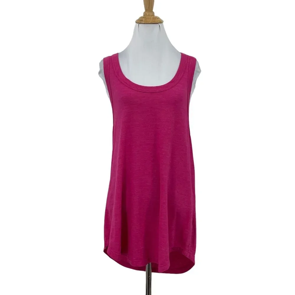 J Crew Longline Tank Top Womens M Medium Pink Slub Cotton Curved Shirttail Shirt